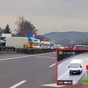 Dopravní nehoda uzavřela dálnici D5 + "video-pozdrav" dvěma řidičům