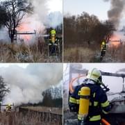 Při požáru karavanu došlo k popálení jeho majitele