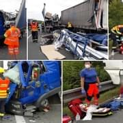 Střet kamionu a nákladního vozu uzavřel dálnici - aktualizováno