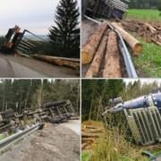 Havárie kamionu vezoucího dřevo