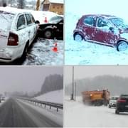 Sníh potrápil řidiče na mnoha místech západních Čech
