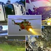 U hromadné dopravní nehody přistával vrtulník LZS